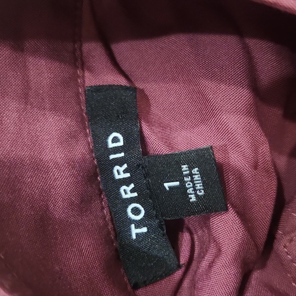 Torrid Challis Lightweight Utility Maroon Jacket Snap‎ Closure Size 1 14-16 1X - Picture 7 of 9